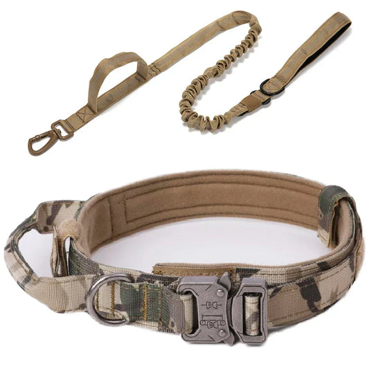 Durable Nylon Dog Collar & Leash Set – Reflective Tactical Training for Large Dogs
