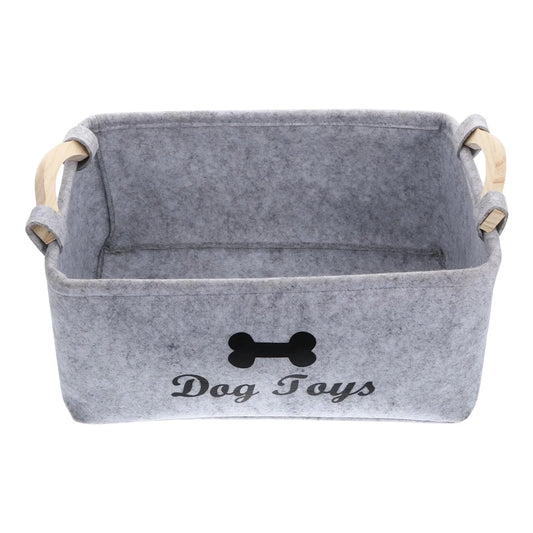 Dog Toy Storage Basket – Felt Organizer Bin for Pet Toys & Accessories