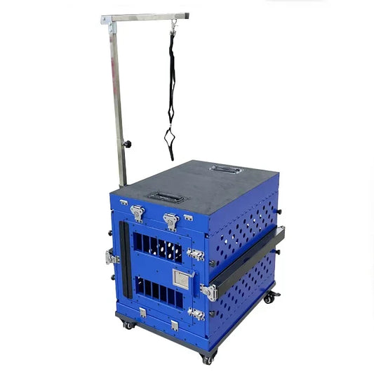 24" Collapsible Aluminum Dog Crate – Folding Kennel with Grooming Arm