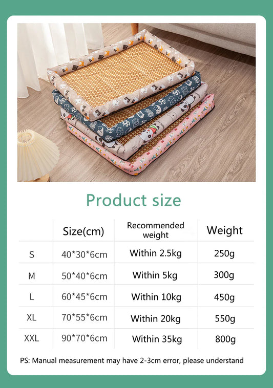 Pet Summer Cooling Mat – Breathable Rattan Sofa Pad