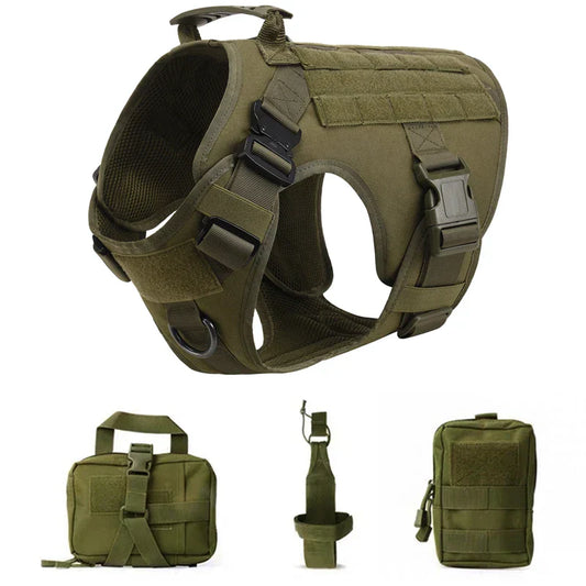 Tactical Military Dog Vest & Leash Set – Training Harness for All Breeds