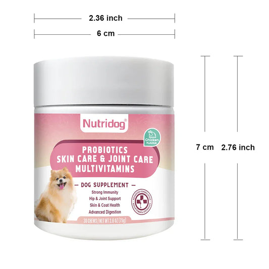 Multivitamin Chews for Dogs – With Probiotics, Glucosamine & Enzymes