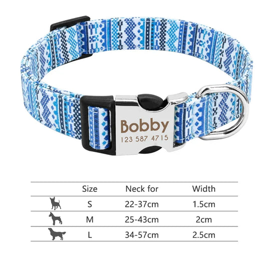 Adjustable Nylon Dog Collar – Personalized ID Collar with Engraved Name