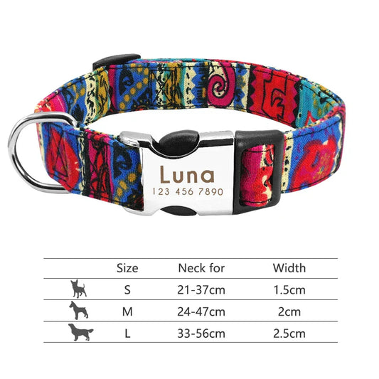 Adjustable Nylon Dog Collar – Personalized ID Collar with Engraved Name
