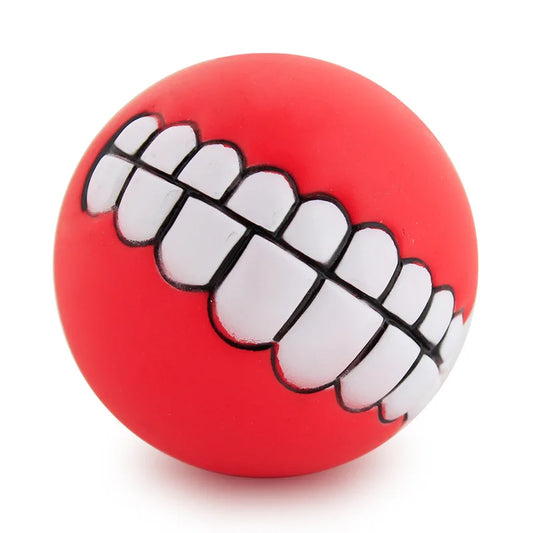 Funny Teeth Squeaky Dog Ball – Silicone Chew Toy for Dogs & Cats