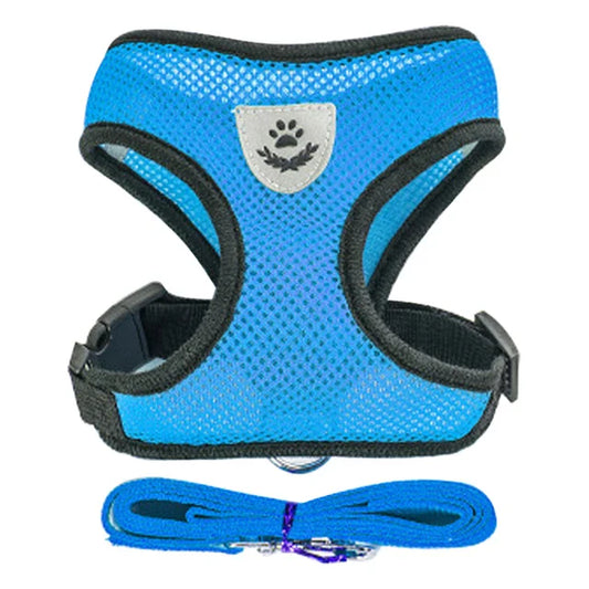 Small Dog & Cat Harness Set – Adjustable Breathable Vest with Leash