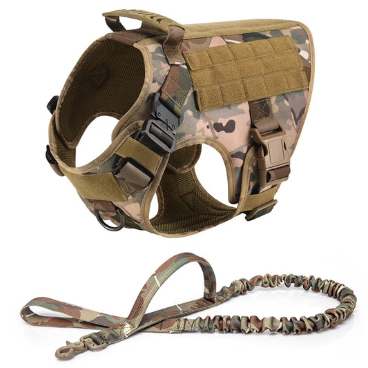 Tactical Dog Harness & Leash Set – Military Vest for Training All Breeds
