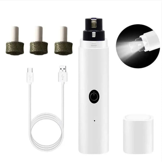 Electric Dog Nail Clippers – USB Rechargeable with LED Light for Quiet Grooming