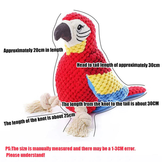 Indestructible Plush Parrot Dog Toy – Squeaky Toy for Small & Large Dogs