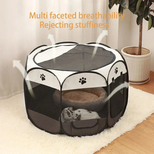Foldable Pet Tent – Portable Octagonal Fence for Cats & Small Dogs