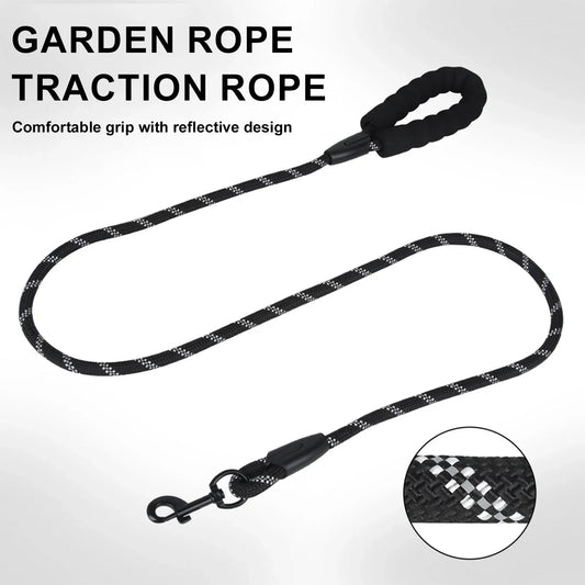 1.5m Reflective Nylon Dog Leash – Soft Handle for Comfortable Walks