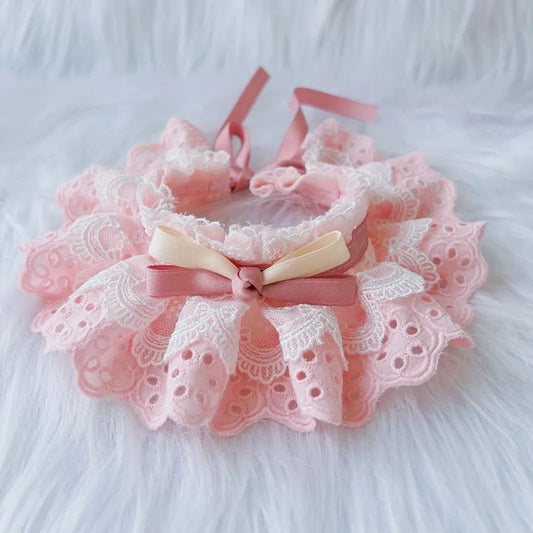 Adjustable Bowtie Lace Collar – Neckerchief Bandana for Pets