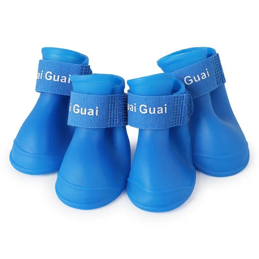 4Pcs Waterproof Anti-Slip Pet Rain Shoes – Rubber Boots for All Sizes