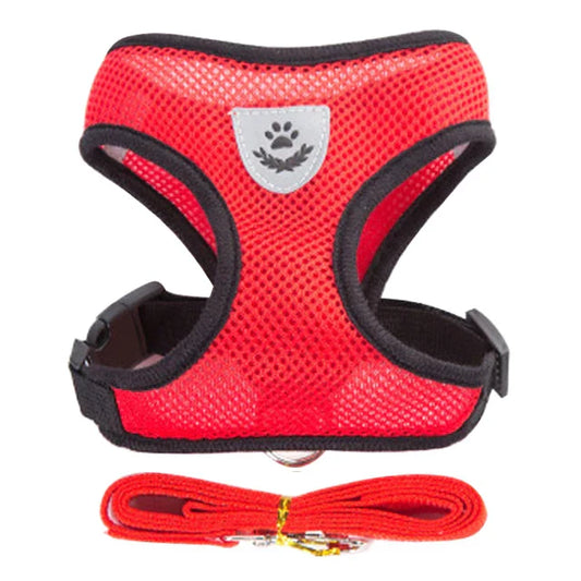 Adjustable Dog Harness & Leash Set – Breathable Vest for Small Dogs and Cats