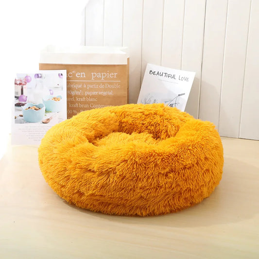 Round Plush Pet Bed – Soft Sleeping Sofa for Cats & Small Dogs