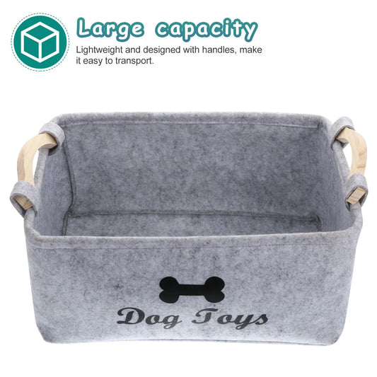Dog Toy Storage Basket – Felt Organizer Bin for Pet Toys & Accessories
