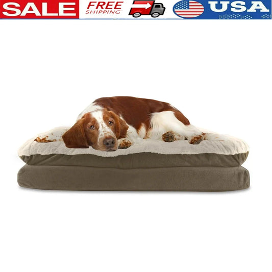 Orthopedic Pillow Topper Dog Bed – Plush Support for Large & XL Dogs