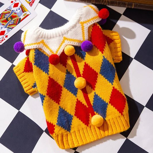 Plaid Dog Sweater & Hat Set – Cute Winter Outfit for Small Pets