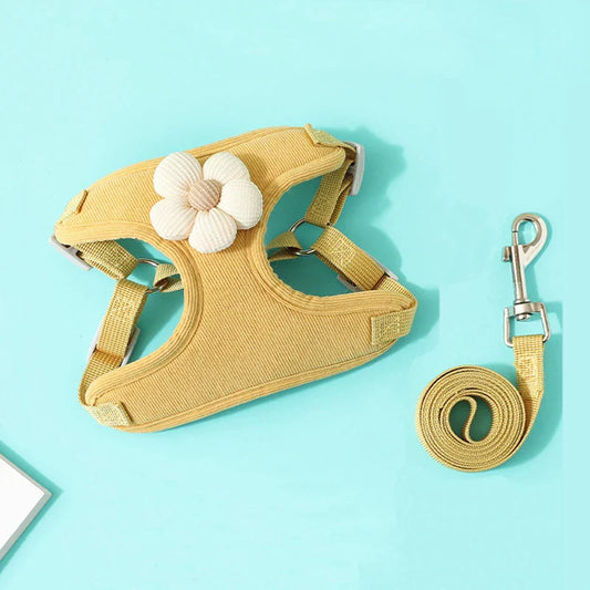 Adjustable Dog Harness with 1.2m Leash Set – Outdoor Walking for Small Pets