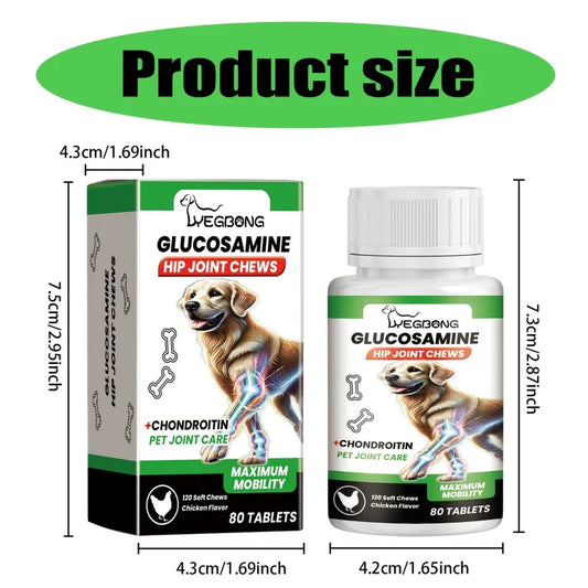 Dog Joint Maintenance Tablets – 80-Count Glucosamine Supplement for Hip & Cartilage Support