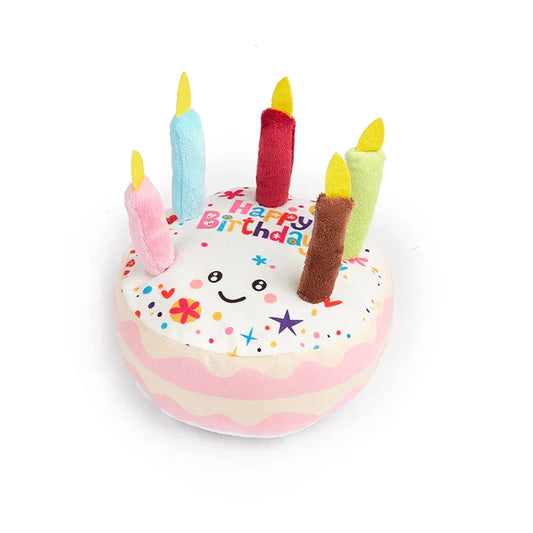 Birthday Cake Dog Toy – Plush Squeaky Gift for Play & Chewing