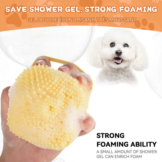 Dog Bathing Brush – Silicone Shampoo Dispenser & Massage Tool for Pets