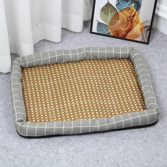 Pet Summer Cooling Mat – Breathable Rattan Sofa Pad