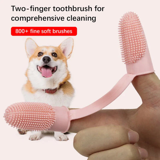 Dual Finger Pet Toothbrush Set – Flexible & Safe Oral Care for Dogs and Cats