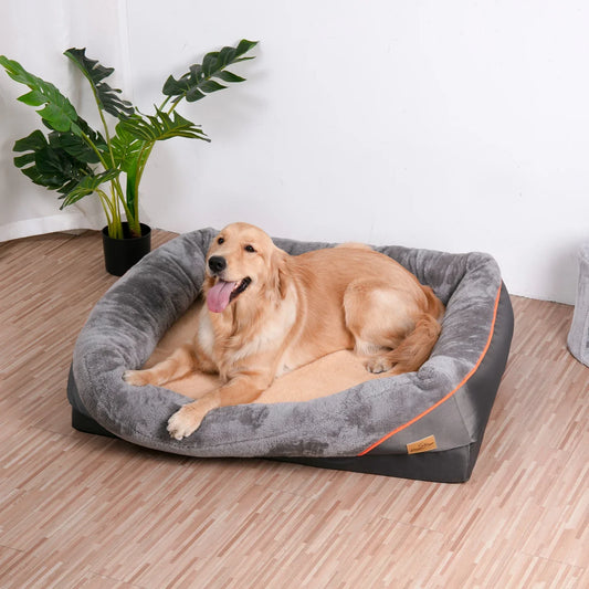 Super Soft Orthopedic Dog Bed – L to 3XL with Bolster Support
