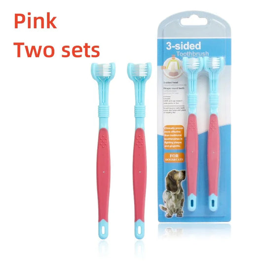 Pet Toothbrush Kit – 3-Head & Finger Brush Set for Dogs and Cats