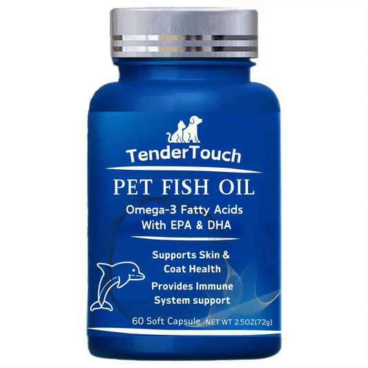 Omega 3 Fish Oil Capsules – 60-Count Skin & Shedding Support for Dogs and Cats