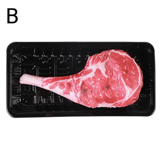 Simulation Squeaky Bone Dog Toy – Steak & Carrot Plush Chew Toy for Puppies and Small Dogs