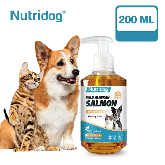 High Potency Omega-3 Supplement – Wild Alaskan Salmon Oil for Dogs & Cats, 200ml