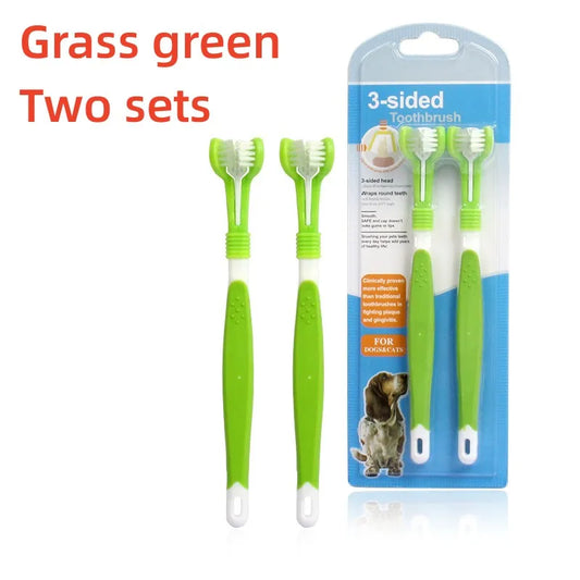 Pet Toothbrush Kit – 3-Head & Finger Brush Set for Dogs and Cats