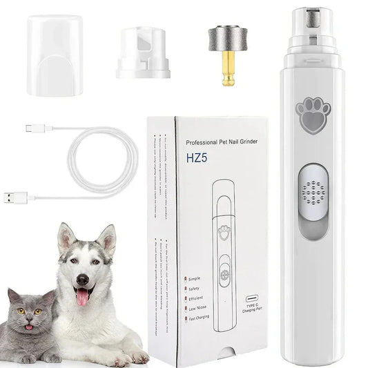 Electric Dog Nail Grinder – USB Rechargeable Nail Trimmer with Polisher for Pets